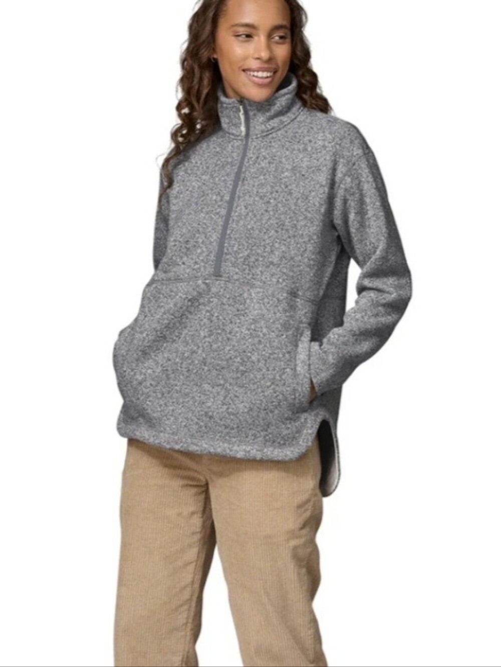Patagonia Women Better Sweater Oversized Half Zip Pullover Birch White Large NEW